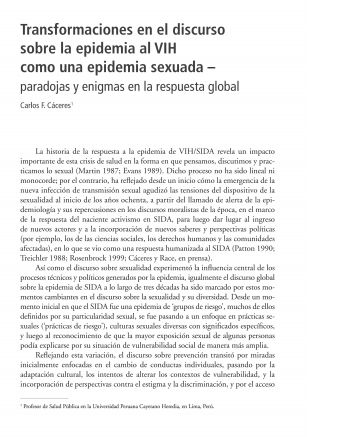 Transformaciones en el discurso sobre la epidemia al VIH como una epidemia sexuada – paradojas y enigmas en la respuesta global