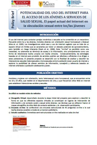 POTENCIALIDAD DEL USO DEL INTERNET PARA EL ACCESO DE LOS JÓVENES A SERVICIOS DE SALUD SEXUAL. El papel actual del Internet en la vinculación sexual entre los/las jóvenes