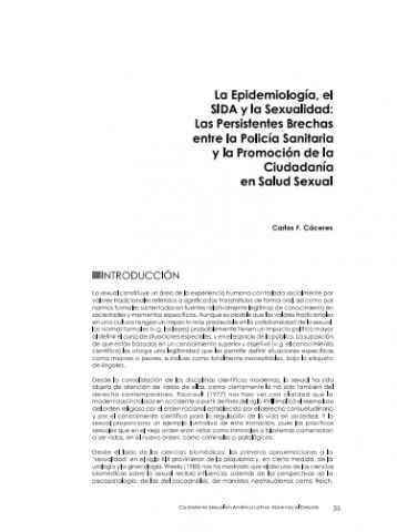 La epidemiología, la política y la sexualidad: Las persistentes brechas entre la policía sanitaria y la promoción de la ciudadanía en salud sexual