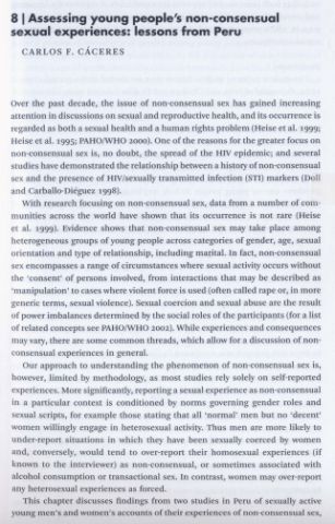 Assessing Young People’s Non-Consensual Sexual Experiences: Lessons from Peru.